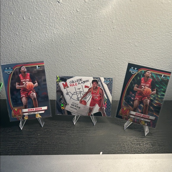 Topps Bowman U Derik Queen Maryland lot, black wave, Xfractor and base - Picture 1 of 2